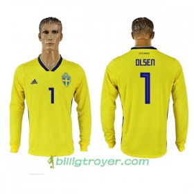 Billige Fotballdrakter Sverige Olsen 1 VM 2018 Hjemmedraktsett Langermet